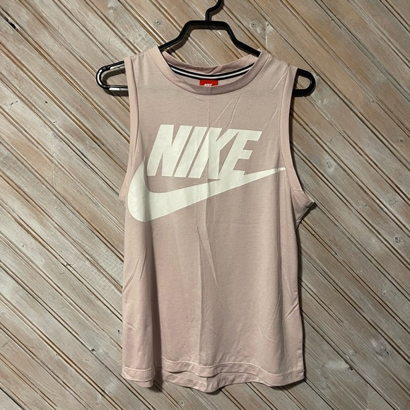Nike Tops - Nike workout tank top baby pink & white logo super soft athletic wear Small